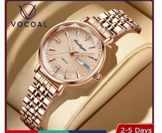 Vocoal Ladies Watches Women Watch with Calendar Luminous Quartz Watch Waterproof Diamond Casuals Retro Leather Strap Watches for Woman Original Wrist watches for Girls