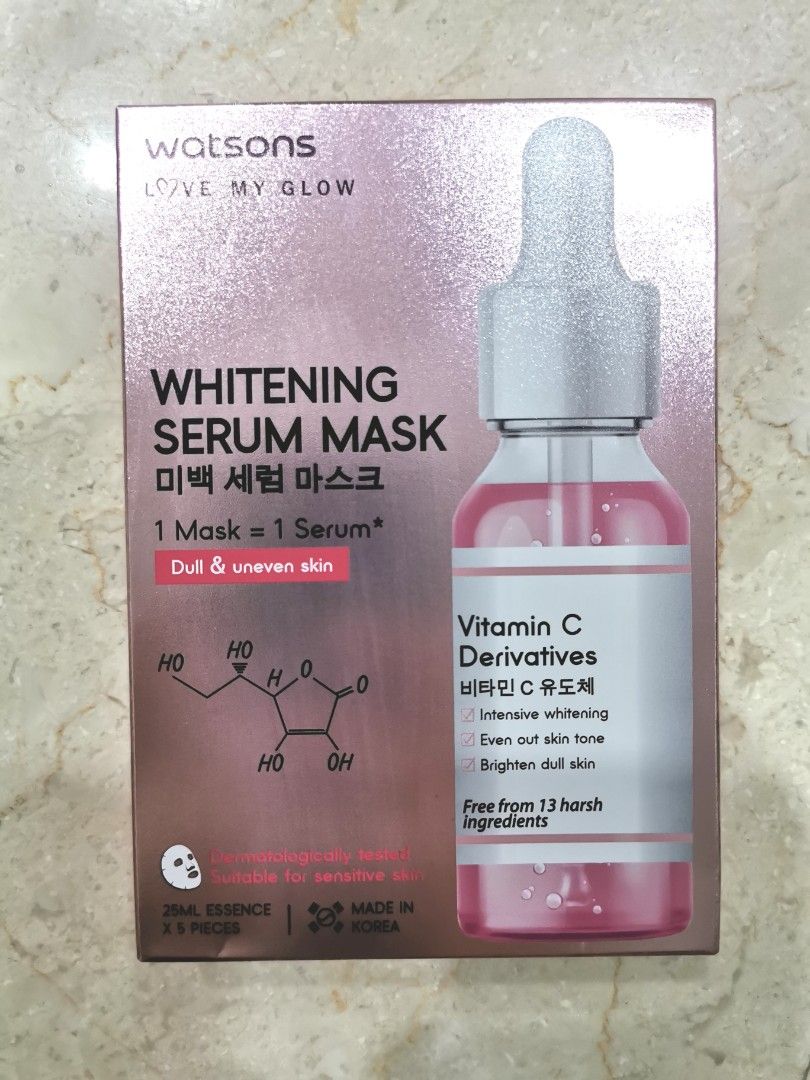 Watsons Whitening Serum Masks 25ml x 5 pieces, Beauty & Personal Care