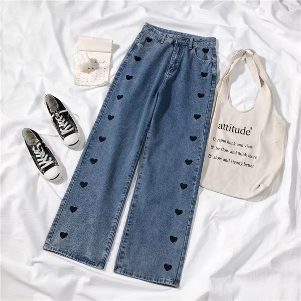 Heart Stud Wide Leg Jean