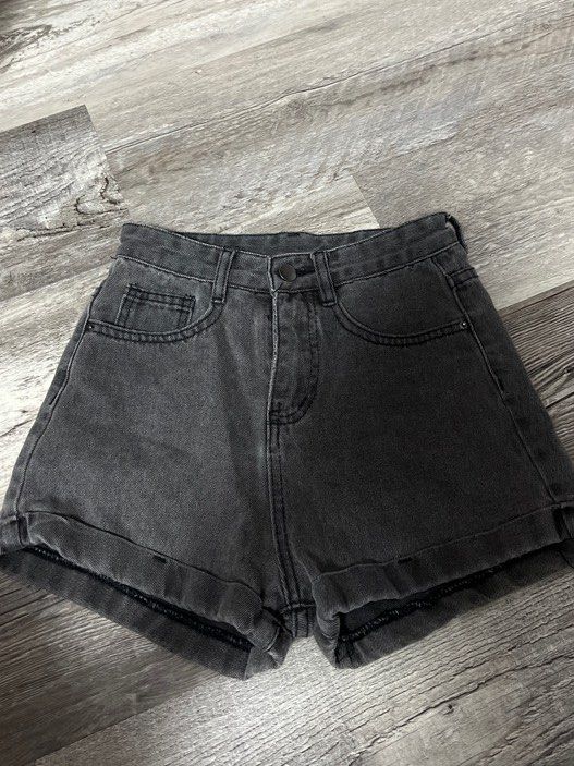 Tight black denim shorts store