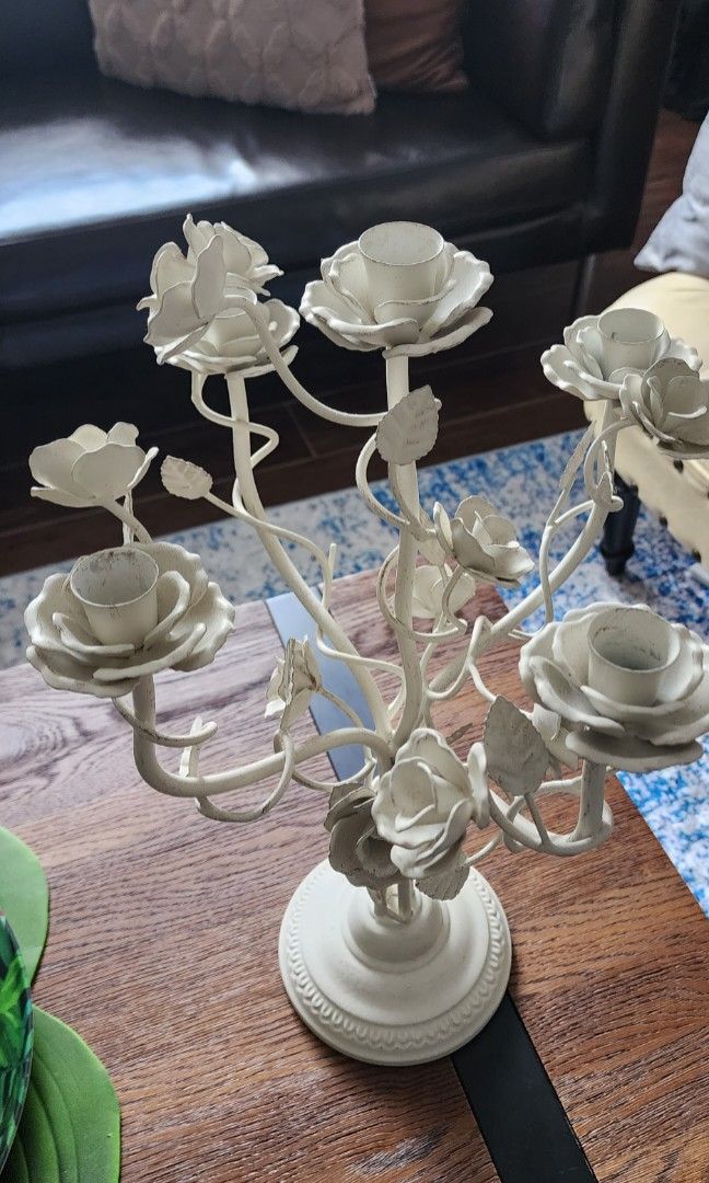 Wrought iron roses candle holder centre piece., Furniture & Home Living