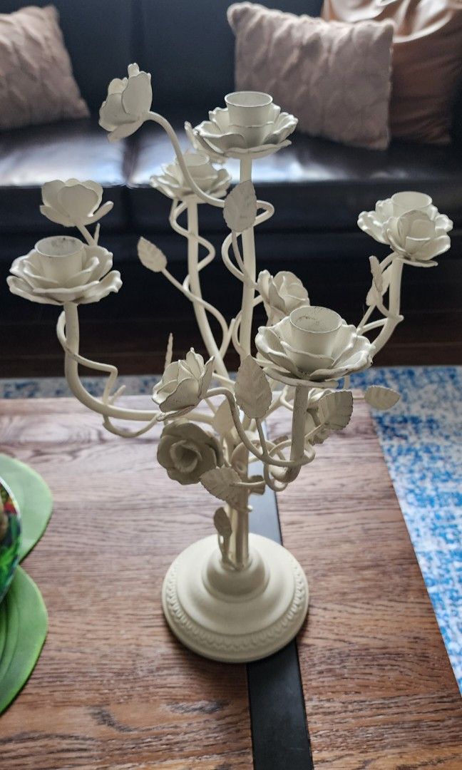 Wrought iron roses candle holder centre piece., Furniture & Home Living