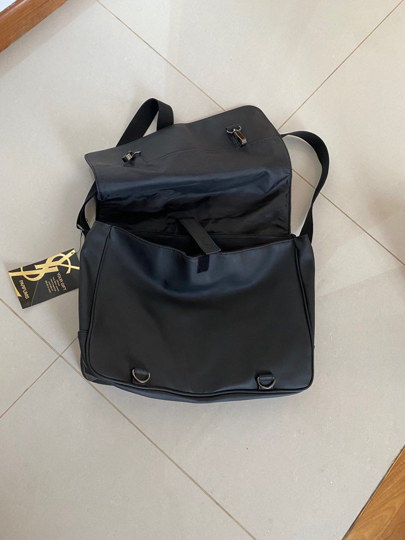 YSL black leather sling bag / unisex, Men's Fashion, Bags, Sling Bags on Carousell