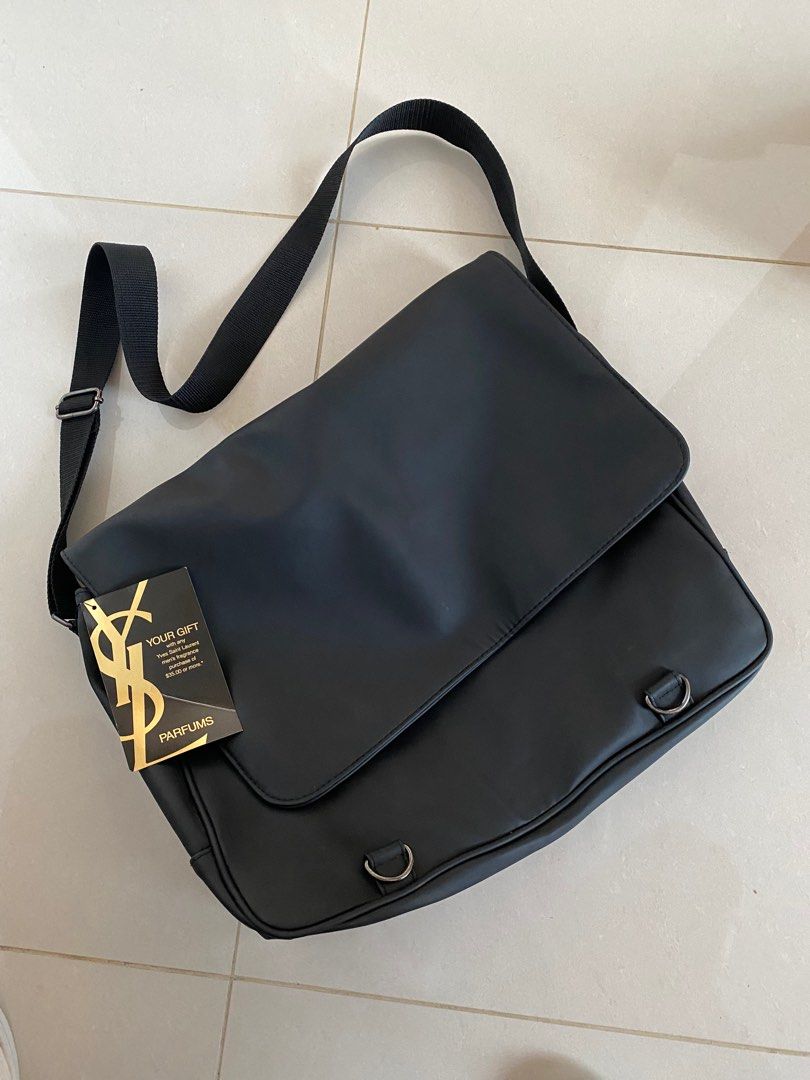 YSL black leather sling bag / unisex, Men's Fashion, Bags, Sling Bags