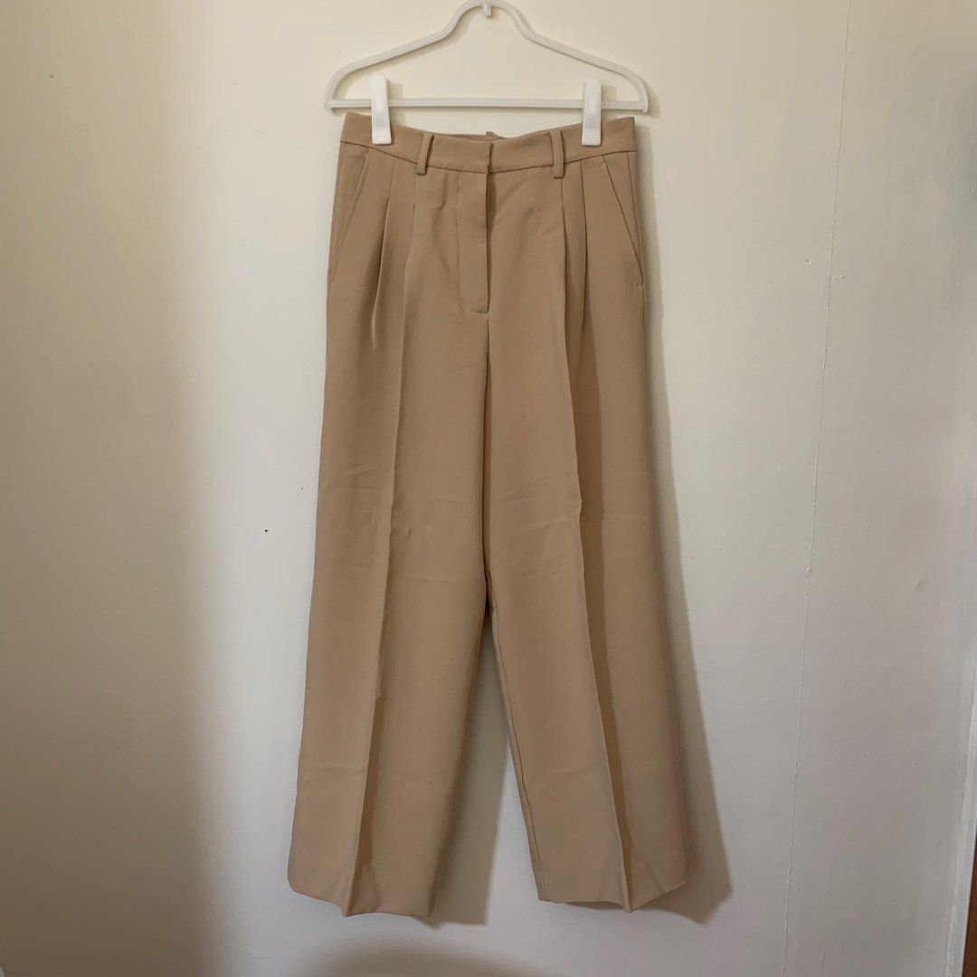 Zara Darted Trousers (High Waist Pants) Oyster White / Sand, Women's  Fashion, Bottoms, Other Bottoms on Carousell