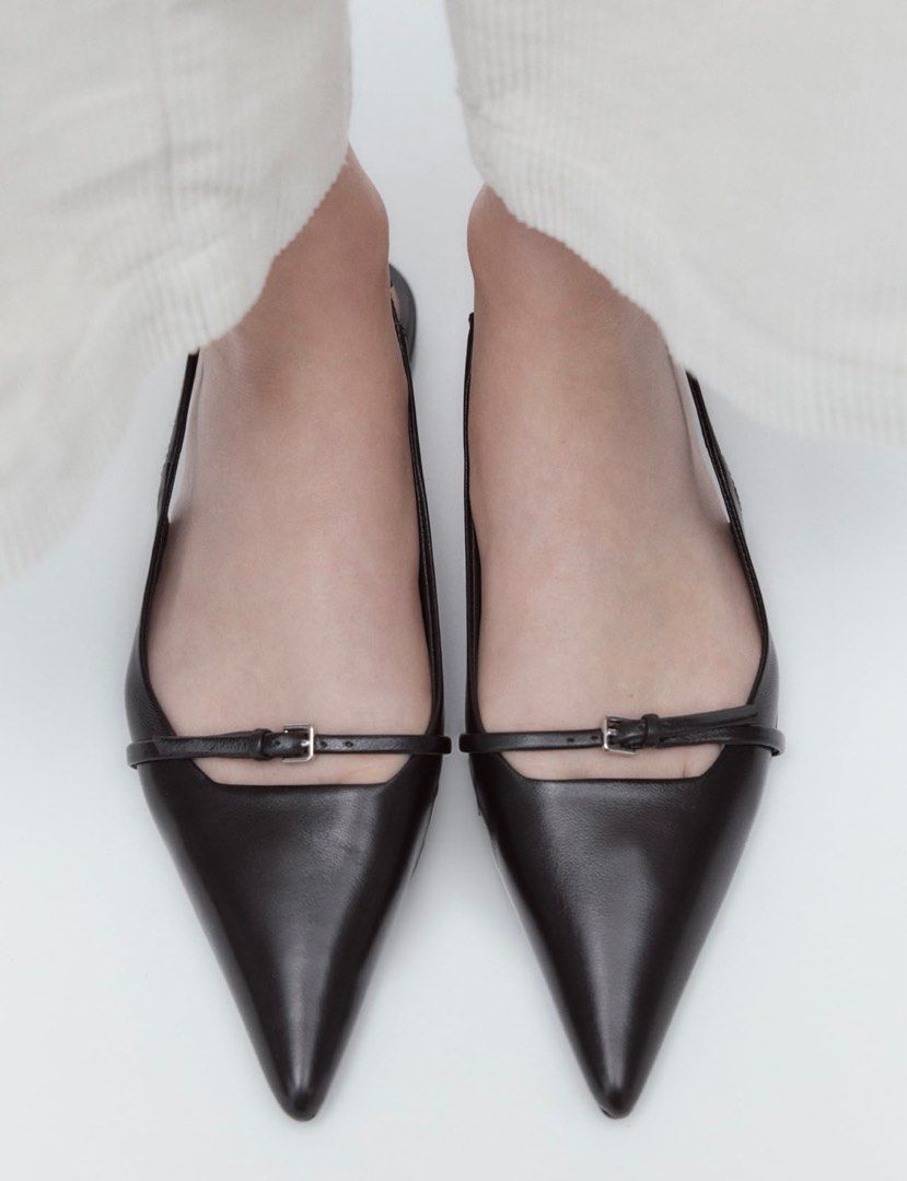 Zara leather slingback ballet flats Women s Fashion Footwear Flats on Carousell