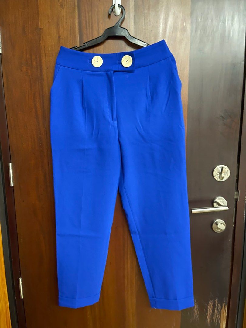 Cameo Rose Bright Blue Belted Wide Leg Trouser  New Look
