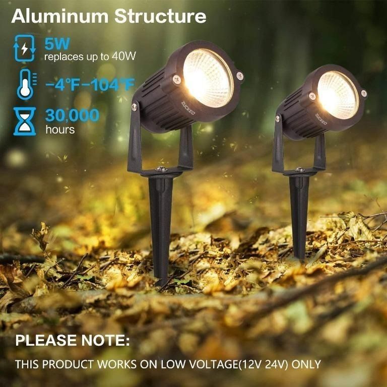 ZUCKEO Low Voltage Landscape Lights LED Landscape Lighting, 5W 12V Garden  Pathway Lights Waterproof Warm White Walls Trees Flags Outdoor Landscape  Spotlights with Stakes (0 Pack), Babies  Kids, Baby Nursery 