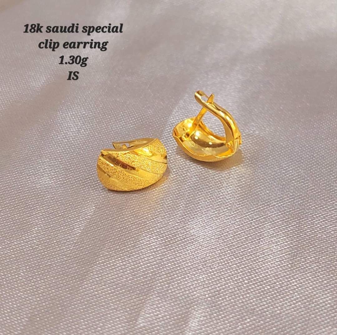 18K Saudi Gold Clip Earrings Pawnable and Real Gold SURE BUYER