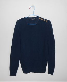 真品 西班牙品牌 ZARA 針織大學T 鈕扣 長袖 休閒 男款