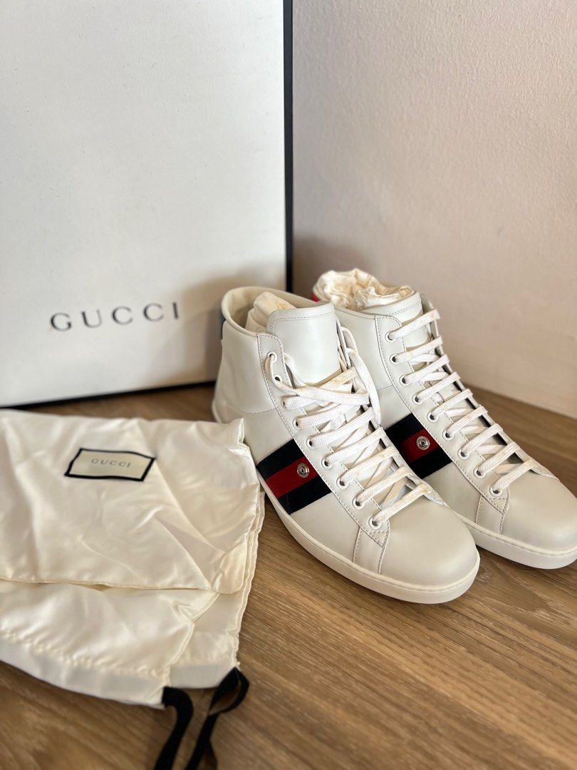 Authentic Gucci white high cut trainers sneakers