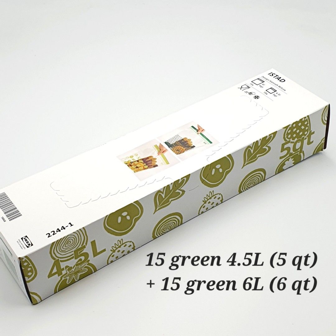 ISTAD Resealable bag, patterned/green, 6/5 qt - IKEA
