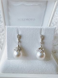 [7.9折］珠寶界中的珍珠之王  MIKIMOTO 御木本 日與夜系列 南洋珍珠鑽石公主 王妃耳環