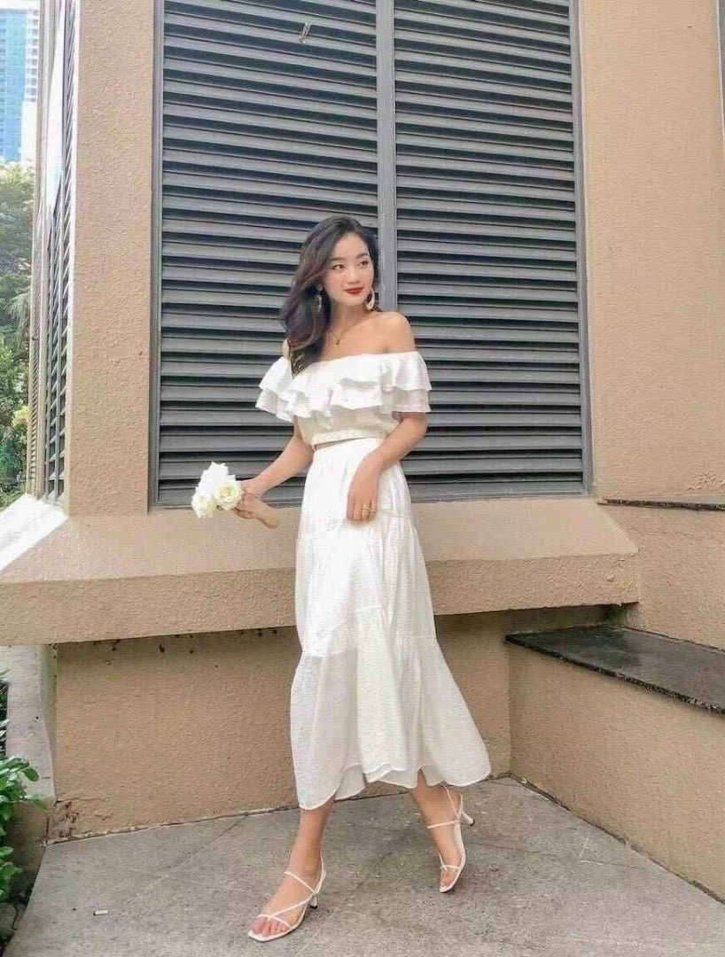 Off Shoulder Top Maxi Skirt Set