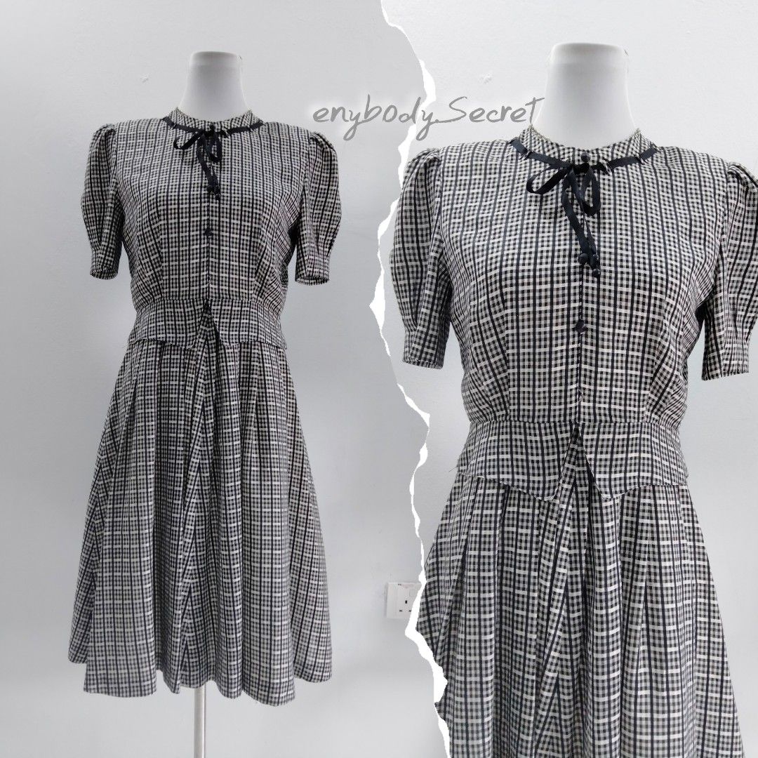 SALE Vintage Checkered Japanese Dress Women s Fashion