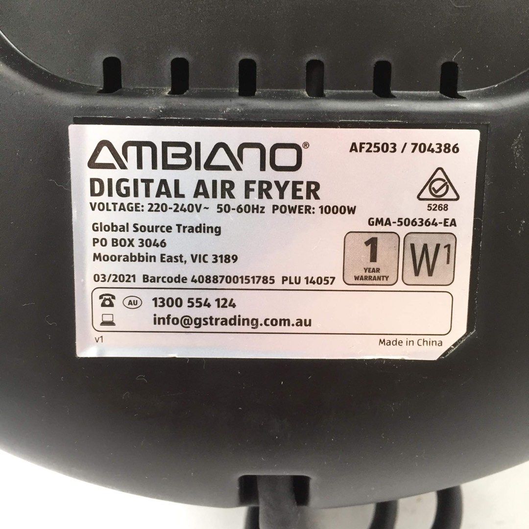 AMBIANO Digital Air Fryer, TV & Home Appliances, Kitchen Appliances