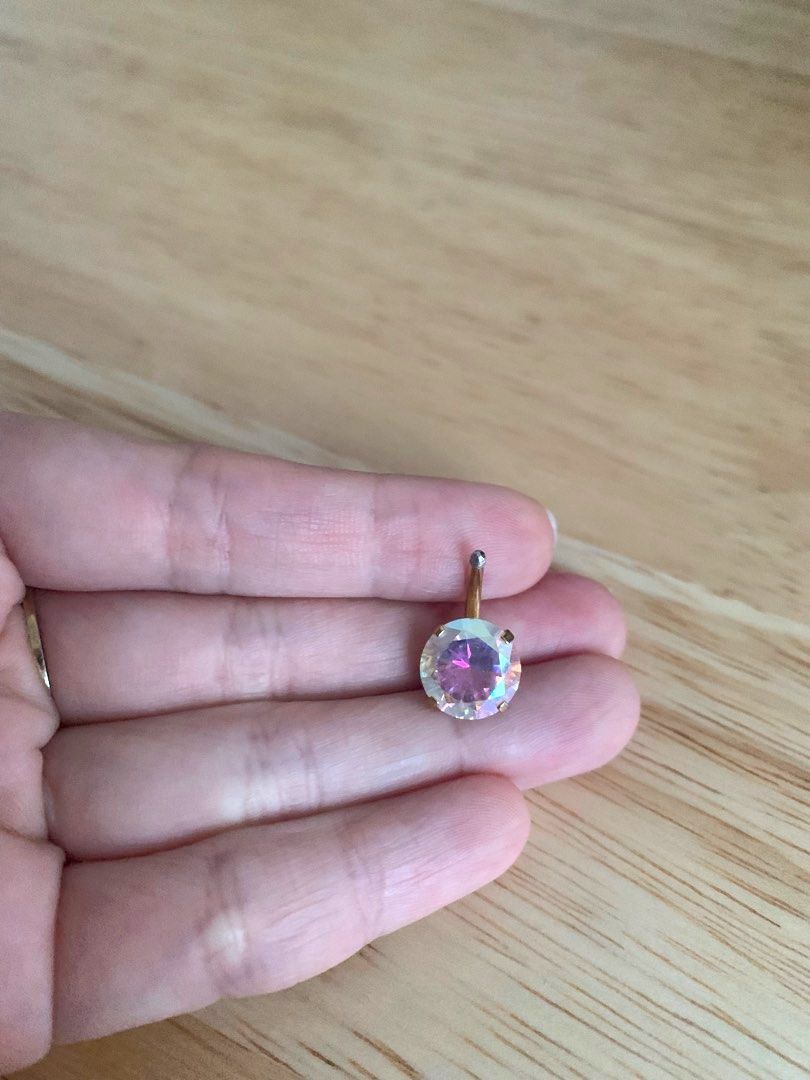 Belly Piercing Barbell Ring Titanium Gold with Crystal 8mm, Women's