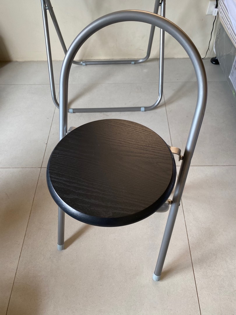 Black Foldable Table and Chair Set on Carousell