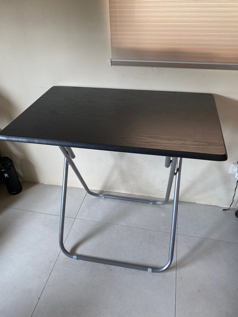 Black Foldable Table and Chair Set on Carousell