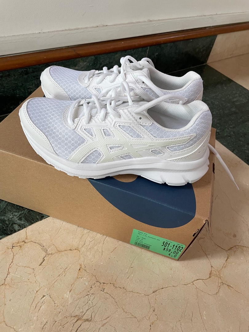 ASICS pure white cushioning breathable running shoes men s and