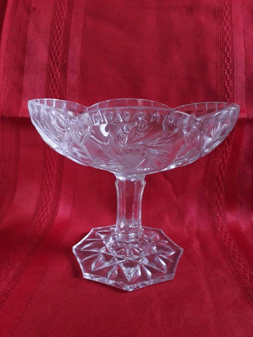 Bohemia Crystal Candy Dish with Long Stem on Carousell