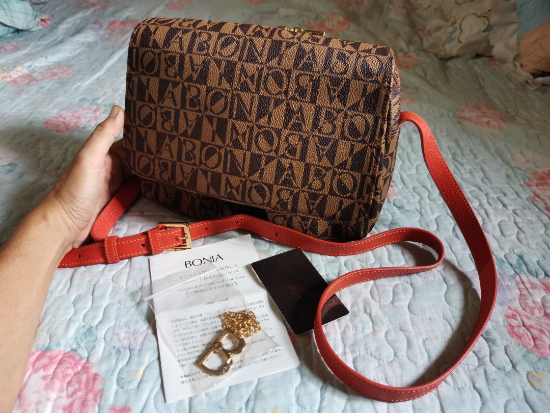 JohairiStore: Authentic BONIA Monogram Leather trim Sling Bag (SOLD)