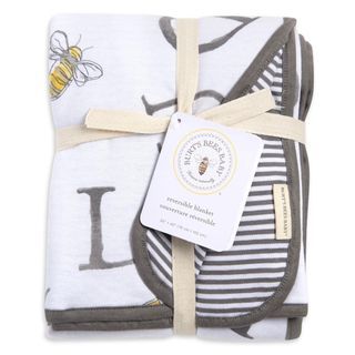 Burt’s Bees Baby Letter Bee Organic Cotton Reversible Soft Baby Blanket