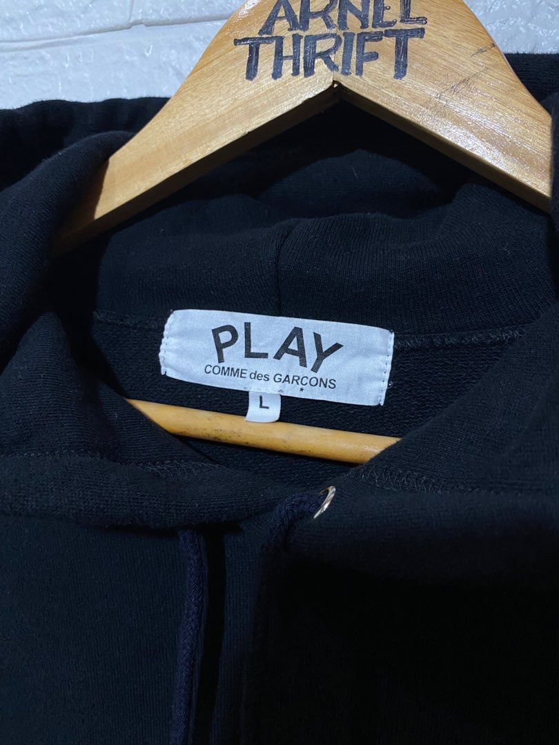 Cdg play hoodie blue best sale