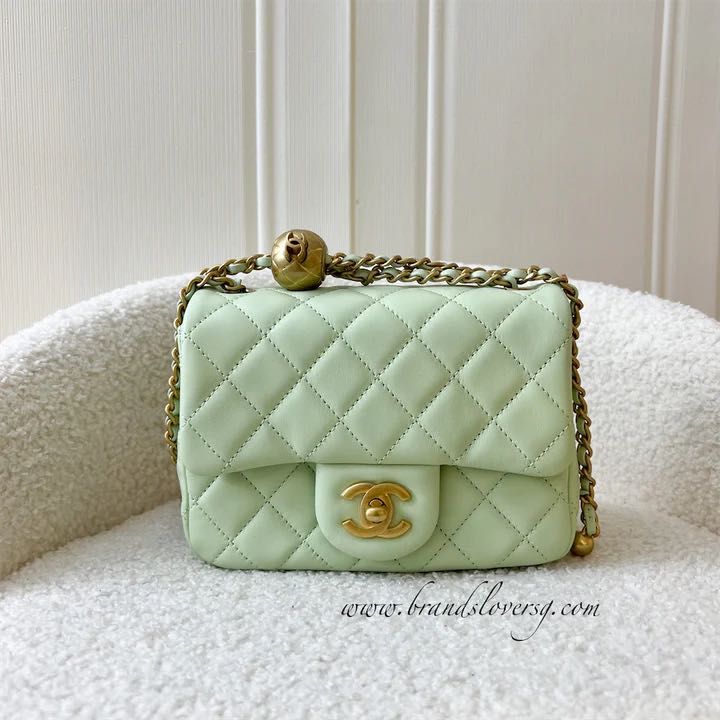 green chanel mini flap bag caviar