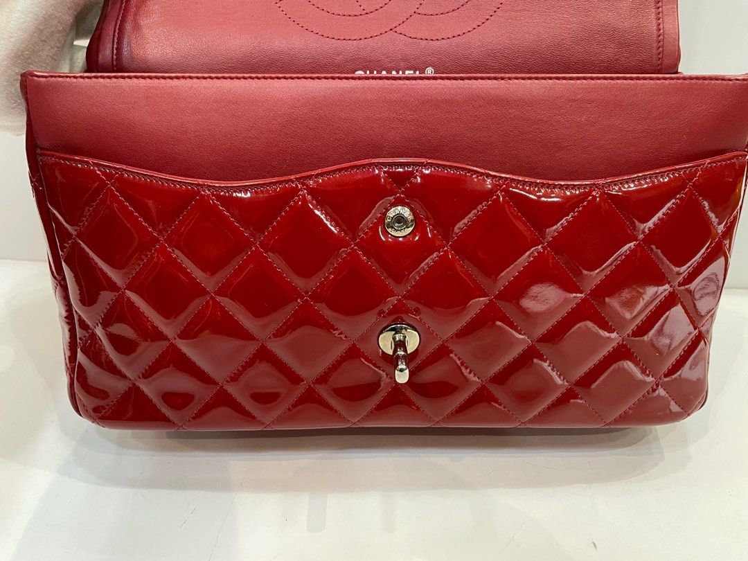 Red patent chanel bag store