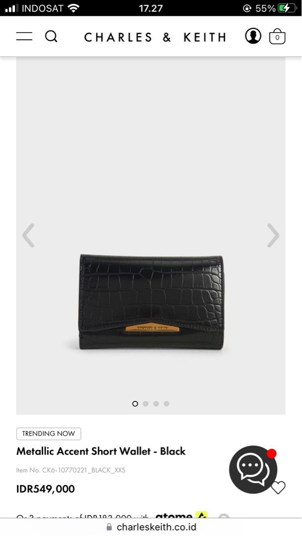 Black Metallic Accent Short Wallet - CHARLES & KEITH ID