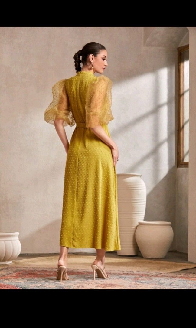 Classy Swiss Dot Long Dress Filipiniana Dress Women s Fashion