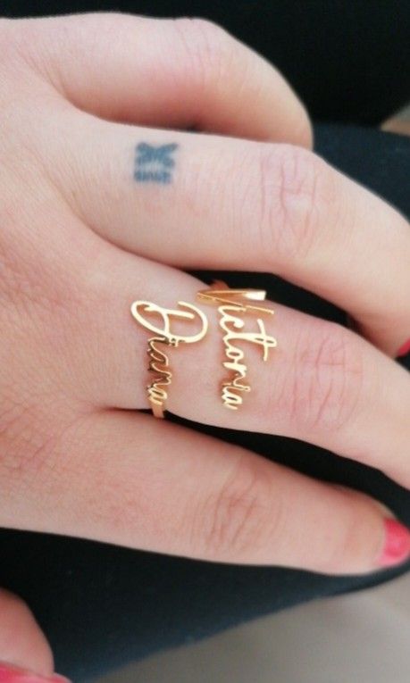 Amazon.com: Personalized Name Ring for Women, Promise Rings for Her Custom  Adjustable Names Rings Personalized Gift for Sister Best Friend (Gold, 1  Name) : Clothing, Shoes & Jewelry
