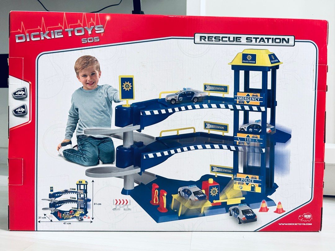 Dickie Toys Rescue Station + Hot Wheels Launcher + Monster Jam Dragon