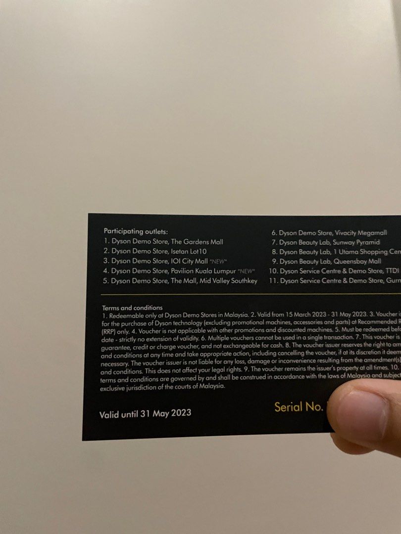 Dyson Gift Voucher, Tickets & Vouchers, Vouchers on Carousell