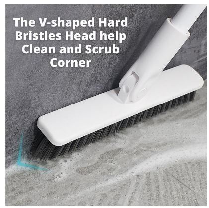 Long Handle Stainless Steel Floor Brush Hard Bristle Bathroom Squeegee  Clean Tile Toilet No Dead Corner Cleaning Brush