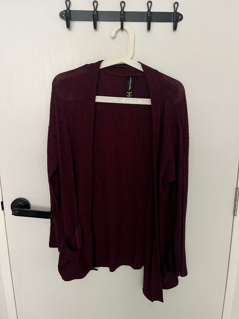Factorie maroon long cardigan, Women's Fashion, Coats, Jackets and