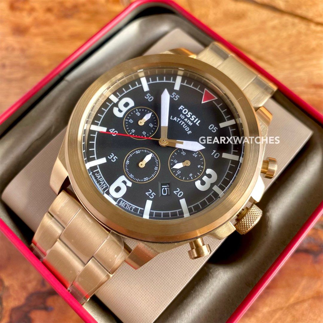 Latitude chronograph black stainless steel watch shop