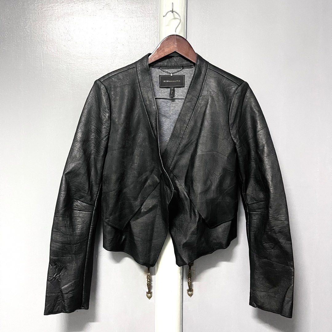 Bcbg faux leather drape front long vest new arrivals