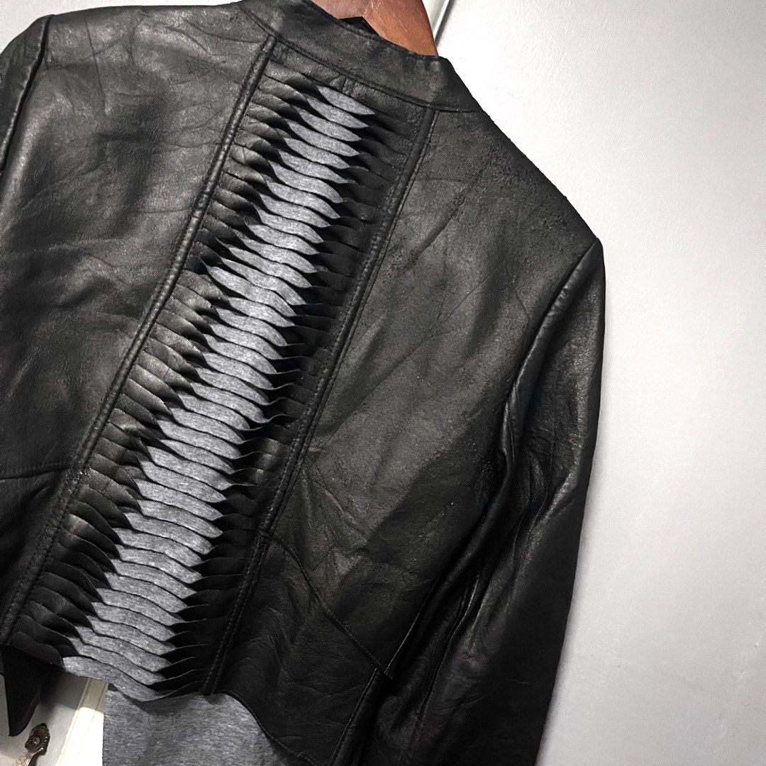 FREE BCBG Maxazria Runway Leather Jacket Drape front with