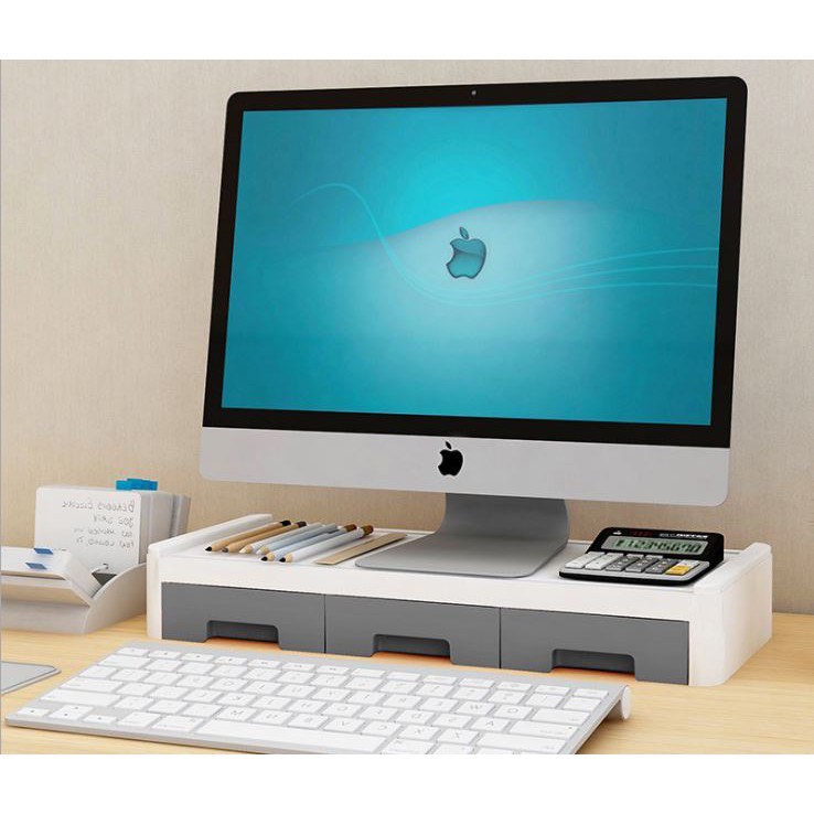 Grey PC monitor stand duel tier with drawers, Computers & Tech, Parts & Accessories, Monitor