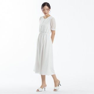 Harga Nett Preloved Cloth Inc Nami Dotted Dress White XS LIKE NEW Cotton Chiffon Putih Second