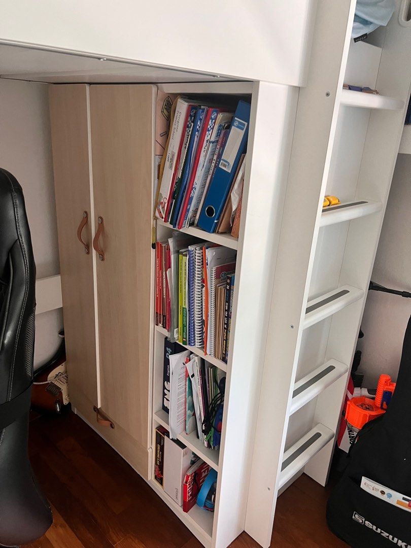 Ikea Bunk Bed With Study Table and Cupboard, Furniture & Home Living, Furniture, Bed Frames