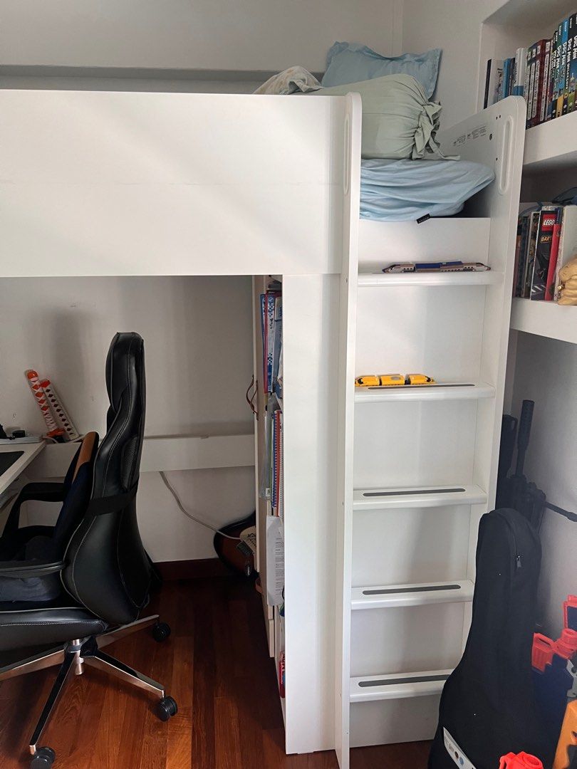 Ikea Bunk Bed With Study Table and Cupboard, Furniture & Home Living, Furniture, Bed Frames