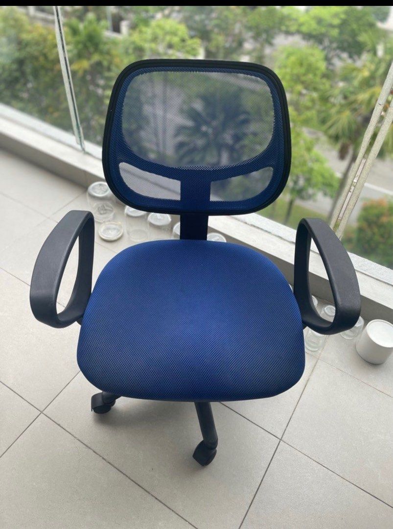 IKEA office table and office chair combo for sale, Furniture & Home