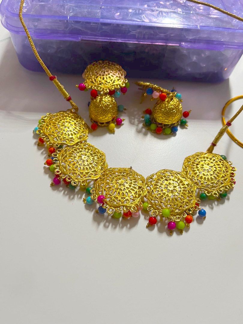 Indian accessories set with jumka, Women's Fashion, Jewelry