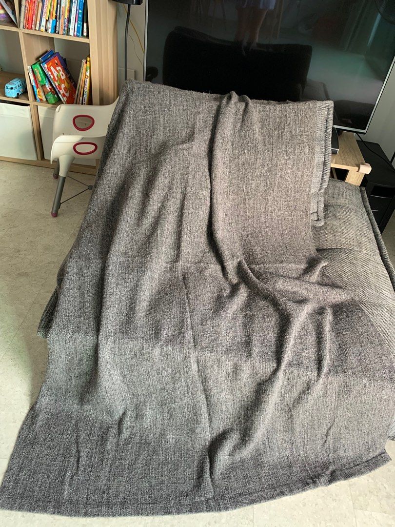 Large IKEA sofa throw grey rustic country style, Furniture & Home