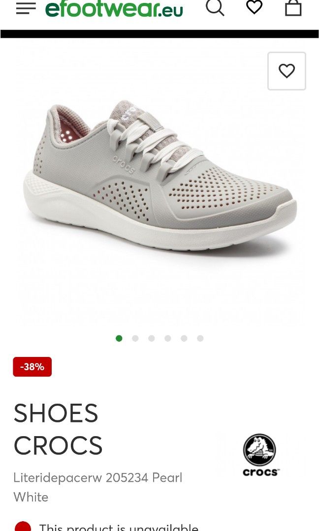 Lite Ride Pacer By Crocs 205234 Ladies Size 10 Grey White Lace Up Low Top Sz 37.5 Mulus
