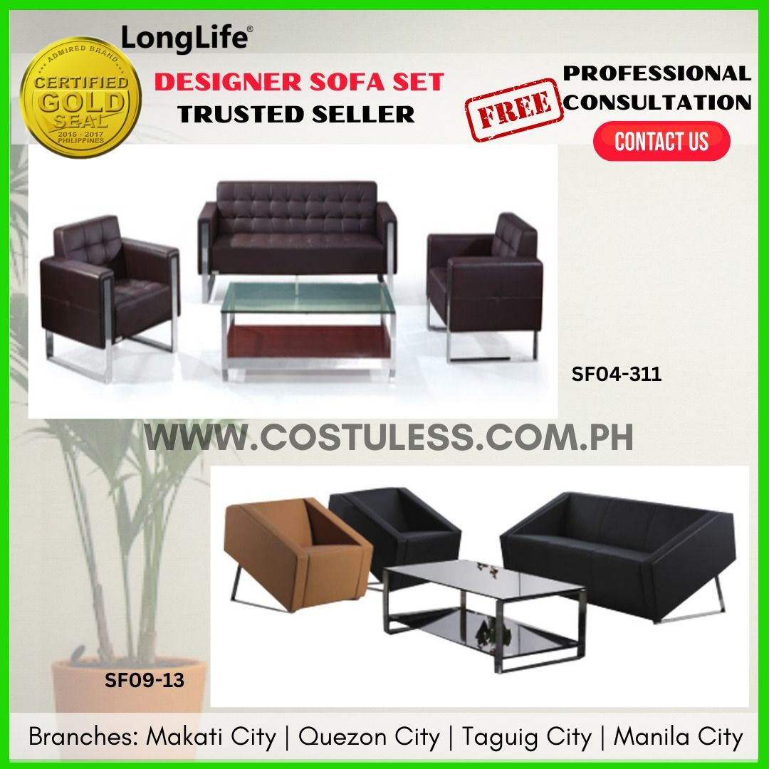 LONGLIFE Designer Inspired Sofa Set & Center table, Office Furniture