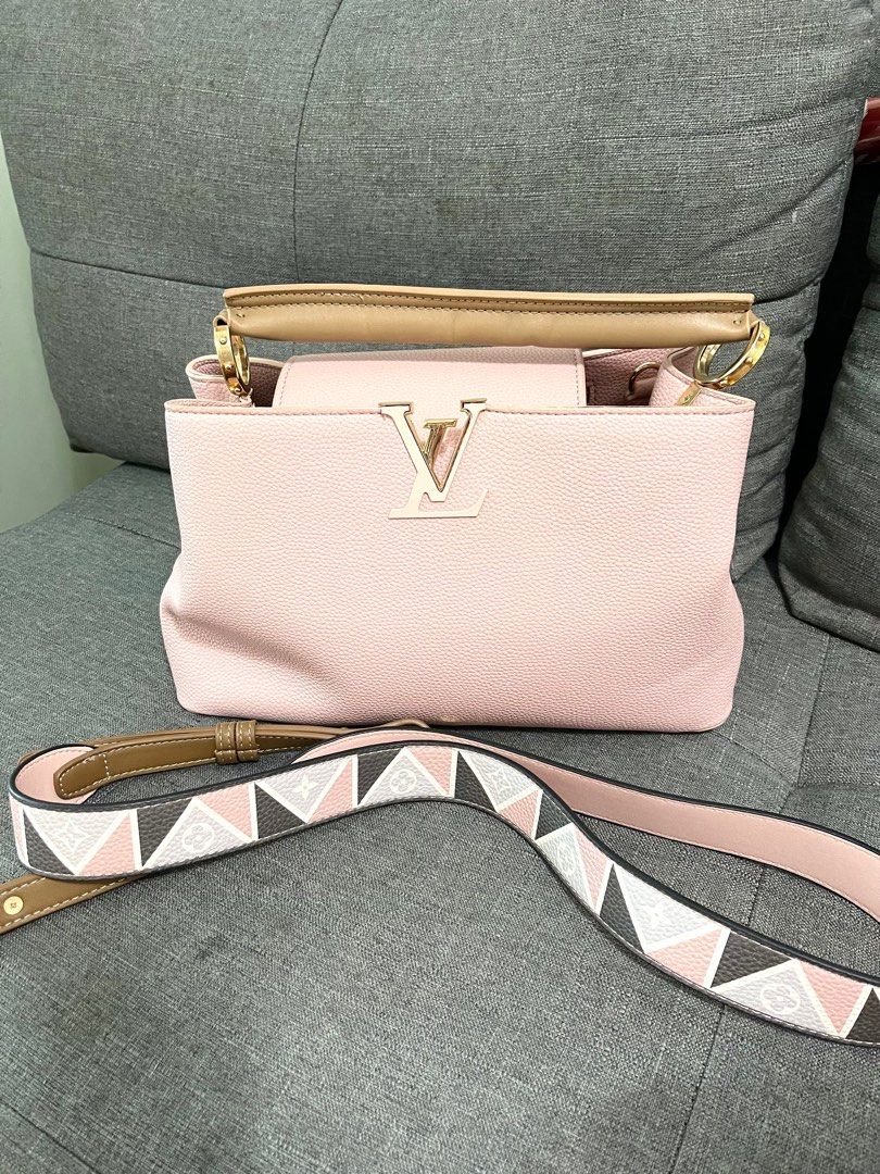 LV Bag (Category: Luxury Bags & Wallets) located in Mandaluyong City. Submitted by jdlreal (Listing ID 1228429588, Image 3). Description: In pretty salmon color 💕 - Used once, like new. - With strap, care card and dustbag - Genuine Leather (See last 2 photos for minimal flaw) .